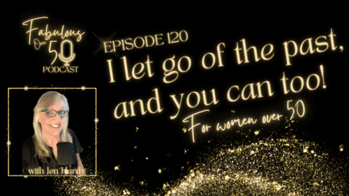 I let go of the past and you can too! logo with gold glitter on black background