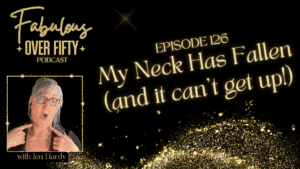 My neck has fallen and it can't get up logo - black background with gold letters