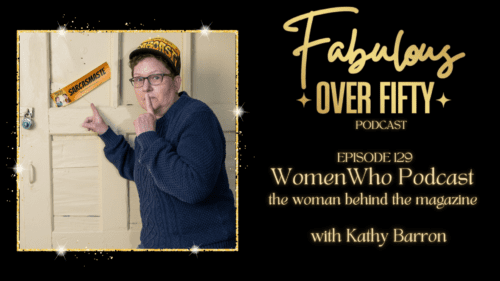 Image of logo of women who podcast episode with Kathy Barron