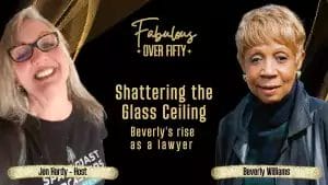 Image of Jen Hardy and Beverly Williams, shattering the glass ceiling logo