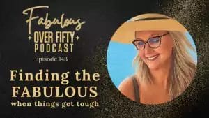 Logo for finding the fabulous. black with a round picture of Jen Hardy with a hat