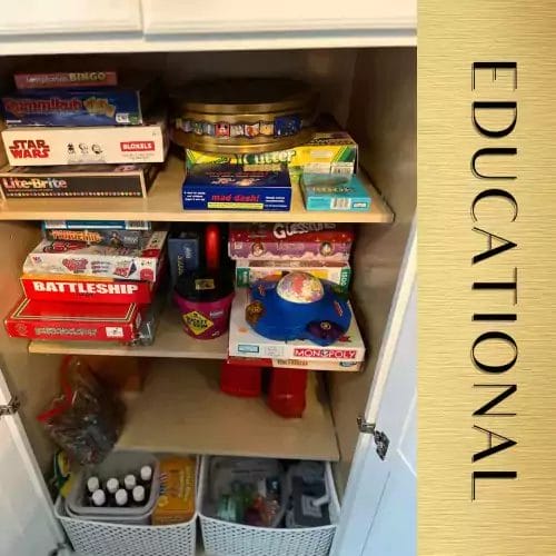 image of cupboard full of board games