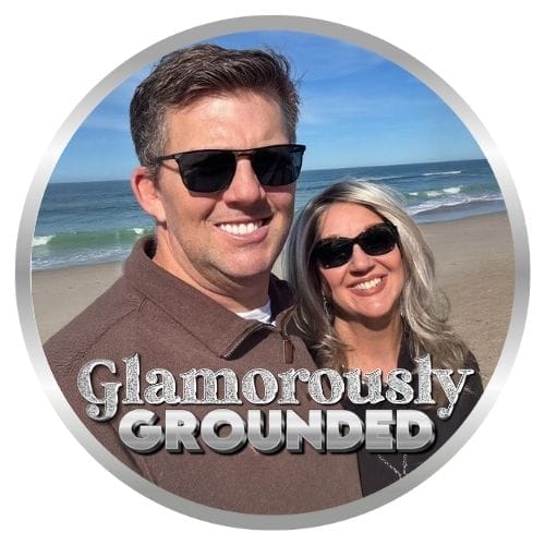 photo of Jen and Dave hardy on the glamorously grounded logo